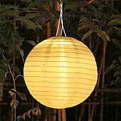 abordables Luces de paisaje-Luz de globo de estilo chino, energía solar para exteriores, linterna impresa de 12 pulgadas y 30 cm, lámpara colgante ip65, luz led de nailon resistente al agua para exteriores, jardín, fiesta,