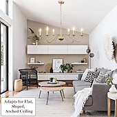 cheap Chandeliers-Gold Chandelier 6-Light Modern Brass Farmhouse Chandelier Wrought Iron Classic Candle Ceiling Pendant Light Fixture for Dining Room Living Room Kitchen Island Entry Stairwell, Dia 35&quot; 110-240V