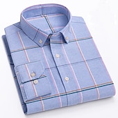 preiswerte Oxford-Hemden für Herren-Herren Oberhemd Gestreiftes Hemd Hemd Bügelfreies Hemd Oxford Hemd Kariert / Gestreift / Chevron Hochzeit Büro &amp; Karriere Hellblau Dunkelrot Rote Dunkelmarine Langarm Hemdkragen Ganzjährig Bekleidung