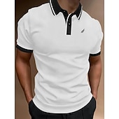 preiswerte Klassisches Poloshirt für Herren-Herren Polos mit Knöpfen Poloshirt Casual Festtage Kargen Kurzarm Modisch Basic Glatt Klassisch Sommer Regular Fit Feuer rot Schwarz Weiß Gelb Rosa Dunkelmarine Polos mit Knöpfen