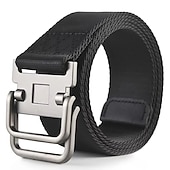 voordelige Herenriemen-heren nylon riem gemakkelijk verstelbare dubbele ringgesp golfriem zwart casual unisex web canvas riem metalen tactische gesp mode effen gestreept