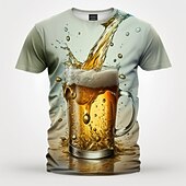 Men's Graphic Beer T Shirt Short Sleeve T shirt 3D Print Crew Neck Shirt Vintage Fashion Designer Outdoor Daily Sports Green Spring & Summer Clothing Apparel S M L XL 2XL 3XL3