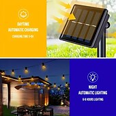 ieftine Alimentare Energie Solară-lumini solare în aer liber rezistente la apă 3,5 m 10 becuri becuri rezistente la spargere lumini pentru terasa în stil retro lumini suspendate cu energie solară pentru Crăciun, grădină, curte, decor