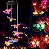 economico Luci paesaggistiche-campanelli eolici solari a led luci esterne luci a farfalla cangianti luci esterne solari impermeabili 6 led campanelli eolici luci ad energia solare per la decorazione di finestre di casa, giardino, patio
