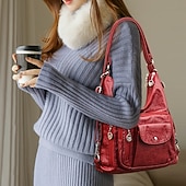 ieftine Genți Totes-geantă hobo din piele artificială maro în stil vintage de damă - geantă de umăr cu mai multe buzunare pentru uz zilnic