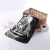 billiga set med strandhanddukar-1st stora tjocka badduschhanddukar 3d vit tigerdesign bomull strandhandduk för kvinnor män reser sim yogafilt