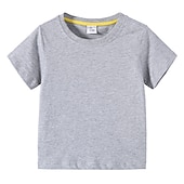 halpa T-paidat ja muut paidat-Lapset Poikien T-paita Tee Yhtenäinen väri Lyhythihainen Crewneck 100% puuvilla Lasten toppi Koulu Neutraali Päivittäin Perus Kesä Vaalean sininen 3-13 vuotta