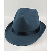 economico Cappello Fedora-Per uomo Cappello del Kentucky Derby Cappello Fedora Cappello a tesa Nero Vino Lana fedoras Eventi Festival Semplice Protezione Solare UV Protezione solare