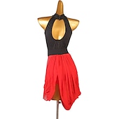 tanie Stroje do tańca latynoskiego-taniec salsa sukienka do tańca latynoamerykańskiego kryształki/dżety wydajność damska bez rękawów siateczka spandex