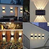 economico Applique per esterni-Lampada Da Parete Solare Con Luce Su E Giù 6 Led Per Esterni Impermeabile Cortile Illuminazione Per Esterni Villa Muro Recinzione Portico Illuminazione Decorazione Luci Solari Da Parete Per Lavaggio