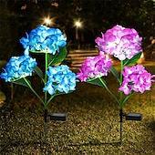 cheap Pathway Lights &amp; Lanterns-Hydrangea Solar Pathway Garden Stake Lights - Waterproof Solar Simulation Flower Floor Light for Villa, Courtyard, Lawn &amp; Garden Decoration