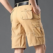 お買い得  クラシック-男性用 カーゴショーツ ハイキング ショーツ ポケット 平織り 履き心地よい 高通気性 アウトドア 日常 お出かけ コットン１００％ ファッション カジュアル ブラック アーミーグリーン