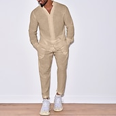 economico Set di camicie basic da uomo-Per uomo 2 pezzi Completo di camicia Camicia estiva Camicia da spiaggia Nero Bianco Beige Manica lunga Liscio Colletto alla coreana Primavera estate Hawaiano Per eventi Abbigliamento Tasche