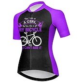 abordables Maillots de mujer-Mujer Maillot de Ciclismo Graphic Letra y Número Gracioso Manga Corta Bicicleta Maillot Camiseta con 3 bolsillos traseros MTB Bicicleta Montaña Ciclismo Carretera Secado rápido Bandas Reflectantes