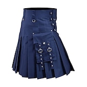 baratos Partes inferiores-kilts utilitários escoceses para homens kilt plissado de linho retrô vintage medieval punk gótico steampunk