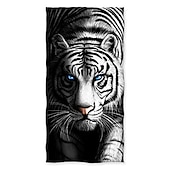 billiga set med strandhanddukar-1st stora tjocka badduschhanddukar 3d vit tigerdesign bomull strandhandduk för kvinnor män reser sim yogafilt