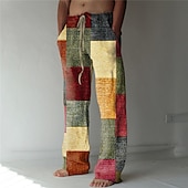 preiswerte Bedruckte Freizeithosen für Herren-Herren Hose Hosen Sommerhosen Strandhose Kordelzug Elastische Taille 3D-Druck Farbblock Geometrische Muster Grafik-Drucke Komfort Casual Täglich Festtage Strassenmode Hawaiianisch Blau Braun