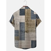 ieftine Model Geometric-Bărbați Tartan / Carouri Model Geometric Epocă Cămașă Camașă cu nasturi Manșon scurt Modă Designer Casual Vacanță Zilnic Ieșire Primavara vara Răsfrânt Imprimeu Albastru Verde Galben Albastru piscin