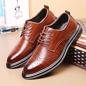 Недорогие Броги-мужские коричневые туфли-броги из искусственной кожи – классический дизайн оксфордов с заостренным носком для деловых встреч, официальных мероприятий и офиса