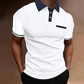 preiswerte Klassisches Poloshirt für Herren-Herren Polos mit Knöpfen Poloshirt Casual Festtage Kargen Kurzarm Modisch Basic Glatt Klassisch Sommer Regular Fit Weiß Rosa Orange Kaki Polos mit Knöpfen