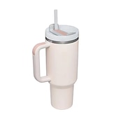 economico Bicchieri-bicchiere estivo con manico da 40 once e coperchio di paglia, bottiglia d&#039;acqua in acciaio inossidabile 304, bicchieri da viaggio isolati con tazza ghiacciata per tè e caffè regalo, tazza per auto di grande capacità con cannuccia