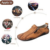levne Pánské tenisky-pánské prodyšné nazouváky z umělé kůže – mokasíny ve vintage stylu se zipem a perforovaným designem pro řízení, chůzi a denní nošení