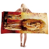 cheap Beach Towel Sets-1PC Beach Swimming Towels Tiger Lion Wolf Cartoon Animal Pattern Printing Folded Quick-Dry Soft Towels Home Decor Travel