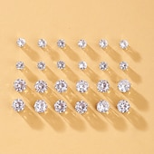 abordables Boucles d&#039;oreilles-Femme Boucles d&#039;oreille Clou Boucles d&#039;oreilles Classique Princesse mode simple Elégant Des boucles d&#039;oreilles Bijoux Argent Pour Mariage Anniversaire Vacances Promettre Festival 12 paires
