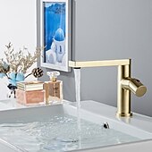 Недорогие классический-смеситель для раковины в ванной комнате высокий короткий моноблочный смеситель для умывальника с одной ручкой одно отверстие на столешнице с горячим и холодным шлангом, краны золотисто-черного цвета
