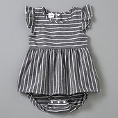 baratos Vestidos Casuais-Mamãe e eu Macacão Listra Ao ar livre Frente Única Cinzento Sem Manga Mini Férias Roupas Combinando