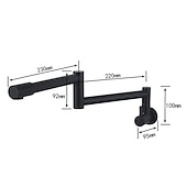 abordables Grifería de cocina-grifo de cocina de llenado de ollas solo agua fría acero inoxidable, fregadero plegable negro cepillado montaje en pared grifo de cocina de olla de llenado plegable