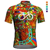 cheap Men's Jerseys-Men's Cycling Jersey Graphic Funny Boho Short Sleeve Bike Jersey Top with 3 Rear Pockets Mountain Bike MTB Road Bike Cycling Quick Dry Reflective Strips Back Pocket Moisture Wicking Sports Violet