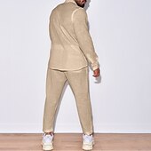 economico Set di camicie basic da uomo-Per uomo 2 pezzi Completo di camicia Camicia estiva Camicia da spiaggia Nero Bianco Beige Manica lunga Liscio Colletto alla coreana Primavera estate Hawaiano Per eventi Abbigliamento Tasche