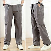 levne Cargo kalhoty-Pánské Kargo kalhoty Nákladní kalhoty Kalhoty Pracovní kalhoty Elastický pas Multi kapsa Bez vzoru Pohodlné Prodyšné Ležérní Denní Streetwear Sportovní Módní Vojenská zelená Černá Lehce elastické
