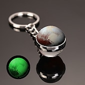abordables Pendentifs et ornements pour voiture-lune porte-clés système solaire planète porte-clés galaxie nébuleuse espace porte-clés terre soleil mars jupiter saturne image double face boule de verre porte-clés