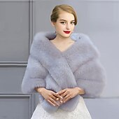 abordables Étole en fourrrure-Châles en fausse fourrure pour femmes, élégants, garde au chaud, sans manches, en fausse fourrure, pour mariage, automne, couleur pure, pour une robe d&#039;hiver formelle pour impressionner 2025