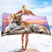 billiga set med strandhanddukar-1st stora tjocka badduschhanddukar 3d vit tigerdesign bomull strandhandduk för kvinnor män reser sim yogafilt