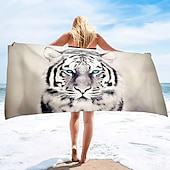 billiga set med strandhanddukar-1st stora tjocka badduschhanddukar 3d vit tigerdesign bomull strandhandduk för kvinnor män reser sim yogafilt