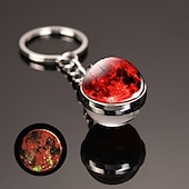 abordables Pendentifs et ornements pour voiture-lune porte-clés système solaire planète porte-clés galaxie nébuleuse espace porte-clés terre soleil mars jupiter saturne image double face boule de verre porte-clés