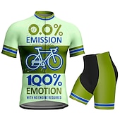 お買い得  男性用衣料品セット-男性用 ショーツ付きサイクリングジャージー 半袖 マウンテンサイクリング ロードバイク 夏 春 ブラック ワイン カーキ色 グラフィック 文字＆番号 おかしい バイク 3Dパッド 速乾性 後ポケット 吸汗性 高通気性 スパンデックス スポーツ 衣類