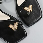 cheap Women&#039;s Sandals-Women&#039;s Gold Flip Flops with Butterfly Rhinestone Accent and Crystal Strap, Elegant Thong Sandals for Summer, Beach, and Evening Events