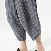billiga Retro-Herr Shorts Linne Shorts Sommarshorts Capribyxor Ficka Rand Komfort Andningsfunktion Utomhus Dagligen Utekväll Linne- / bomullsblandning Mode Ledigt Svart Mörkblå
