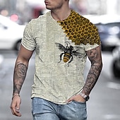 cheap Animal Print T shirts-Men&#039;s Unisex Bee Graphic Prints Shirt T shirt Tee Short Sleeve T shirt 3D Print Crew Neck Shirt Designer Casual Big and Tall Daily Holiday A B C Summer Clothing Apparel S M L XL XXL 3XL 4XL