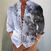 preiswerte Pflanzen Muster-Herren Blumen Hemd Knopfhemd Langarm Modisch Designer Brautkleider schlicht Urlaub Täglich Ausgehen Herbst Frühling Sommer Ständer Bedruckt Weiss + rot Schwarz Weiß Gelb Rosa