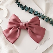 cheap Hair Styling Accessories-Big Satin Layered Hair Bows for Women Girls 7 Inch Pink Blue Barrette Hair Clip Large Ribbon Bows Style Hair Accessories