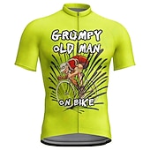 voordelige Heren shirts-21Grams Voor heren Wielrenshirt Korte mouw Fietsen Kleding Bovenlichaam met 3 achterzakken Bergracen Wegwielrennen Ademend Sneldrogend Vochtregelerend Reflecterende strips Donker Grijs Zwart Geel
