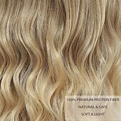 economico Parrucche trendy sintetiche-parrucche lunghe ombre bionde per le donne parrucca parte centrale ondulata lunga 26 pollici parrucche bionde ombre fibra proteica aggiornata parrucca di sostituzione dei capelli dall&#039;aspetto