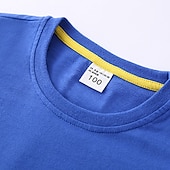 halpa T-paidat ja muut paidat-Lapset Poikien T-paita Tee Yhtenäinen väri Lyhythihainen Crewneck 100% puuvilla Lasten toppi Koulu Neutraali Päivittäin Perus Kesä Vaalean sininen 3-13 vuotta