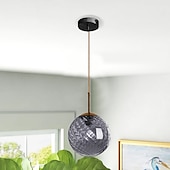 abordables Suspension-Lampes suspendues à LED îlot de cuisine en verre 10 &quot;éclairage en verre soufflé à la main luminaires d&#039;entrée de foyer de ferme moderne globe suspendu au plafond sur la table ambre/gris fumé 110-240v
