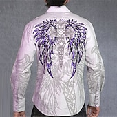 ieftine cămăși occidentale pentru bărbați-Bărbați Totem Cămașă Cămașă occidentală Cămașă de cowboy Manșon Lung Modă Designer Casual În aer liber Concediu Toamna iarna Răsfrânt Imprimeu Buton în jos Alb Mov Trifoi Albastru + Albastru Gri